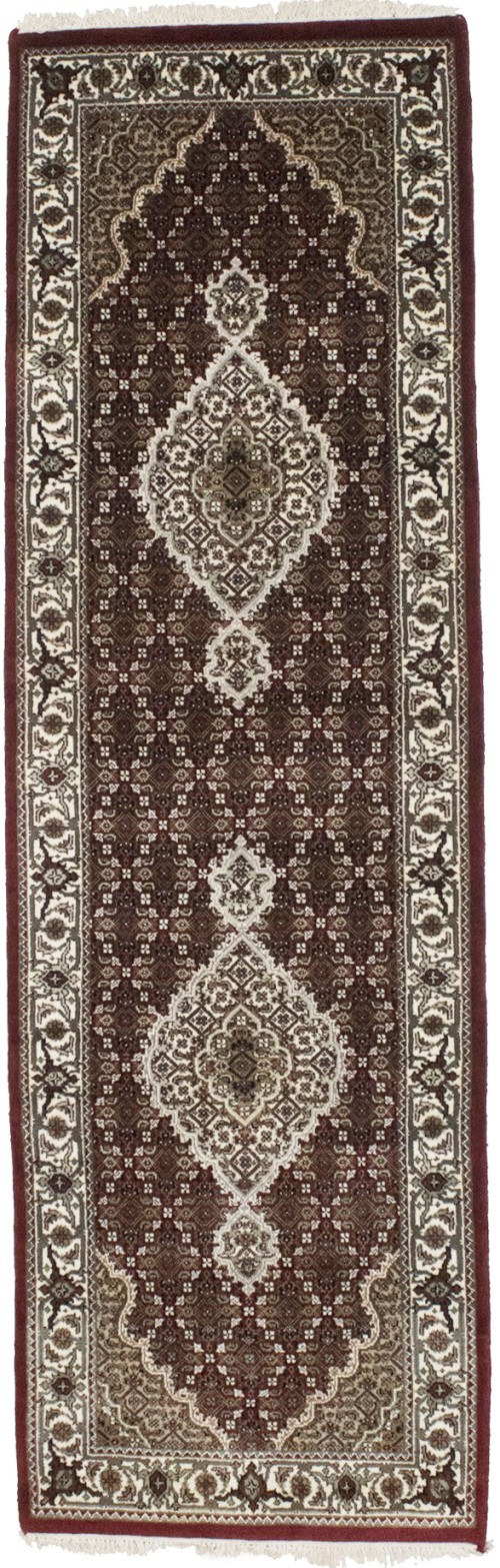 Red Floral Geometric 3X9 Tabriz Fish Mahi Oriental Runner Rug