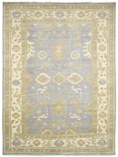 Gray Floral Traditional 10X14 Oushak Oriental Rug