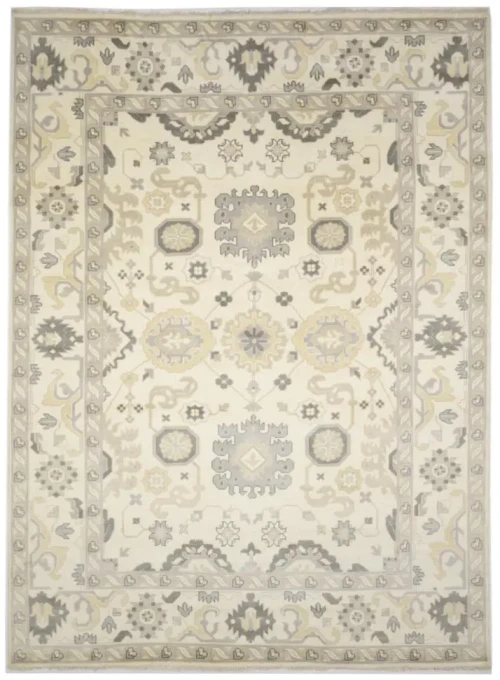 Muted Cream Floral 10X14 Oushak Chobi Oriental Rug