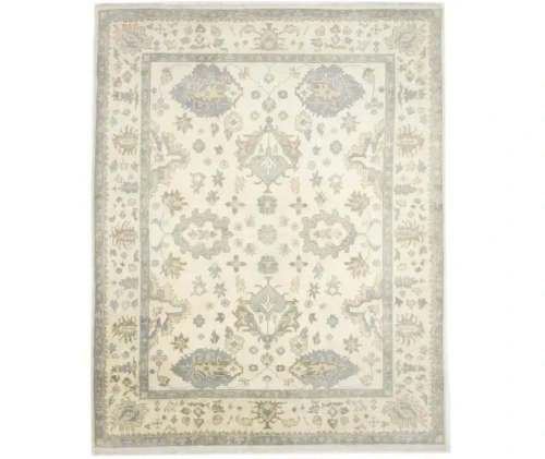 Muted Cream Floral 9X12 Oushak Chobi Oriental Rug
