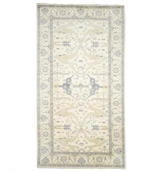 Muted Cream Floral Traditional 8X15 Oushak Oriental Rug