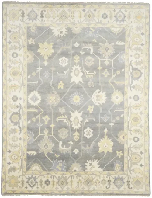 Muted Floral 9X12 Oushak Chobi Oriental Rug