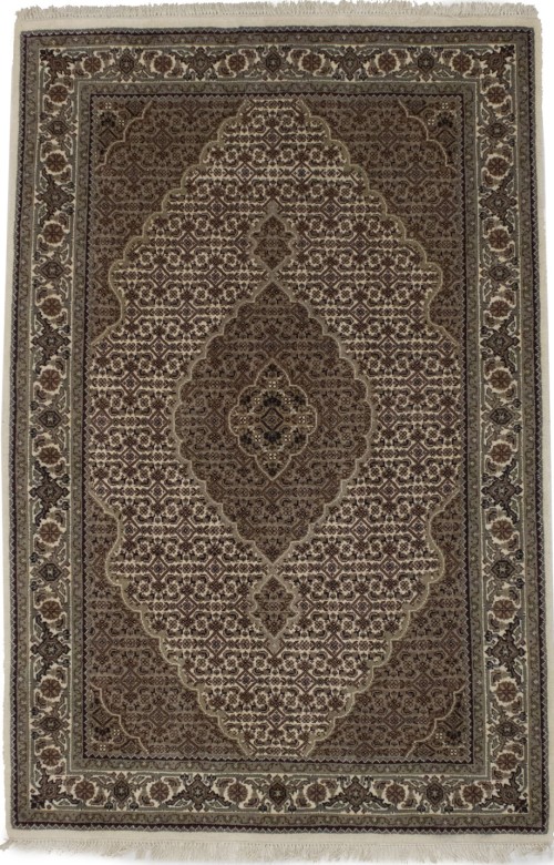 Cream Floral 4X6 Tabriz Fish Mahi Oriental Rug