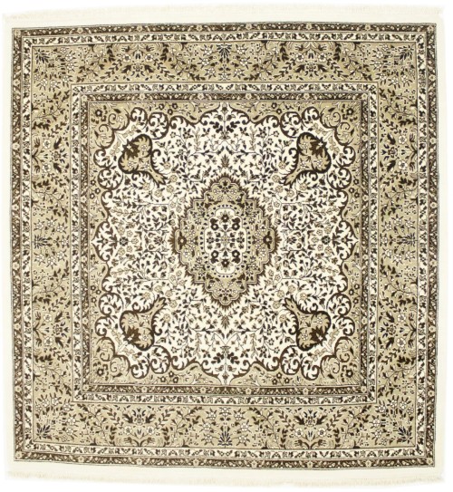 Cream Floral Kirman 6'3X6'5 Oriental Rug