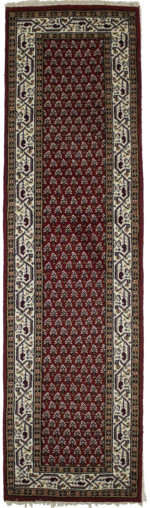 Red Floral 2'6X9 Indo Botemir Oriental Runner Rug