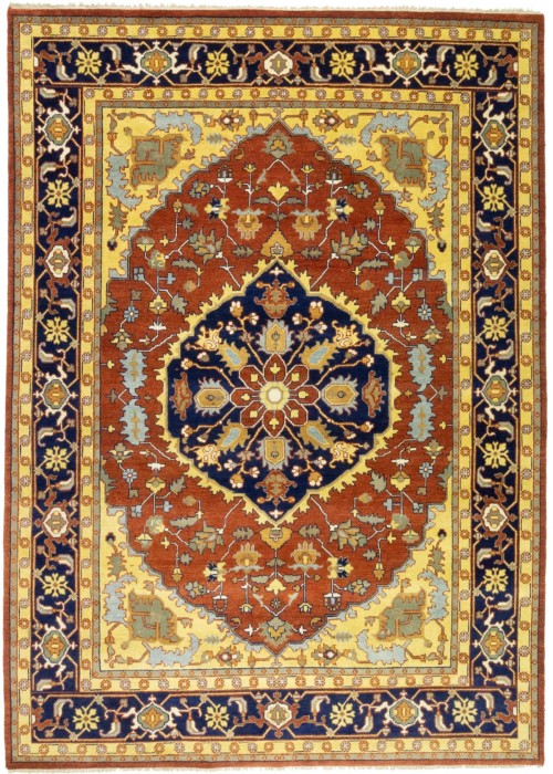 Rust Orange Floral 10X14 Heriz Serapi Oriental Rug