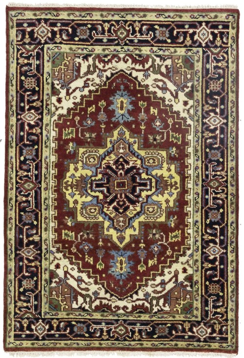 Rusty Red Geometric 4X6 Heriz Serapi Oriental Rug