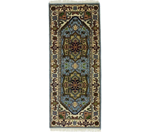 Light Blue Geometric 3X6 Heriz Serapi Oriental Rug