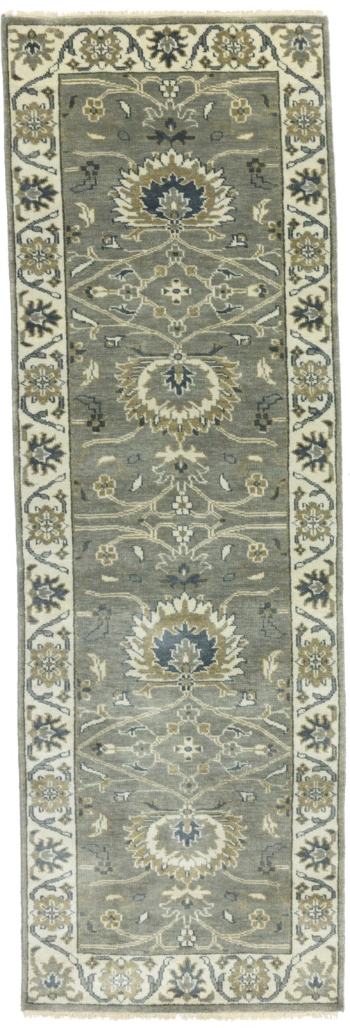 Taupe Floral Osh Chobi 3X8 Peshawar Oriental Runner Rug