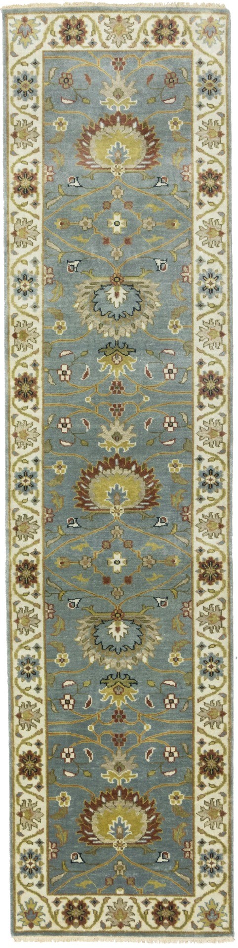 Blue-gray Floral Osh Chobi 2'5X10 Peshawar Oriental Runner Rug