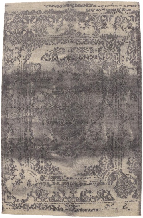 Dark Taupe Floral 5X8 Hand-Tufted Modern Rug