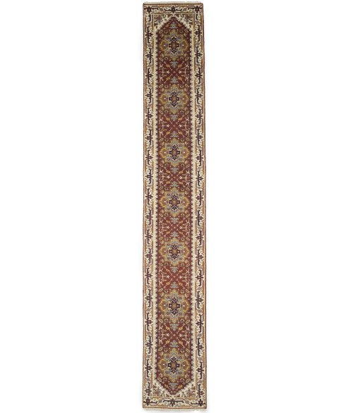 Red Floral 3X16 Heriz Serapi Oriental Runner Rug