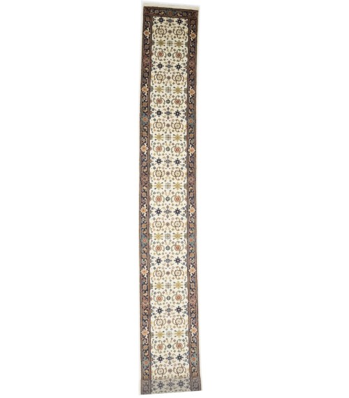 Cream Floral 2'6X23'4 Chobi Oriental Runner Rug