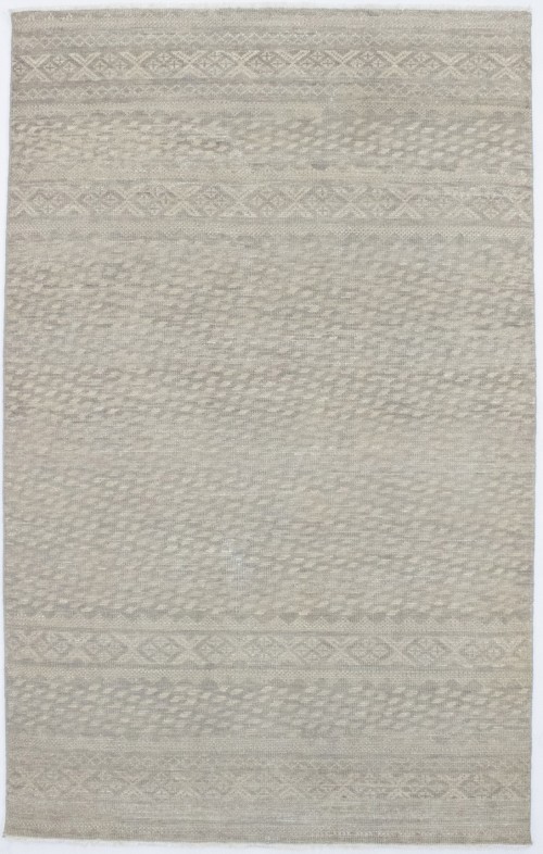 Muted Beige Geometric 5X8 Tribal Oriental Rug