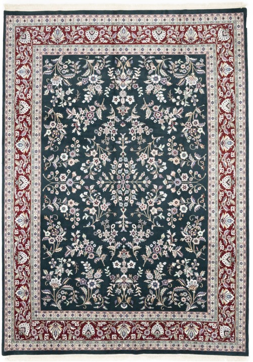 Dark Green Vintage Floral Tribal 9X12 Indo-Kashan Oriental Rug