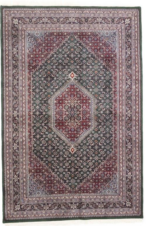 Green Floral Tribal 6X9 Indo-Bidjar Oriental Rug