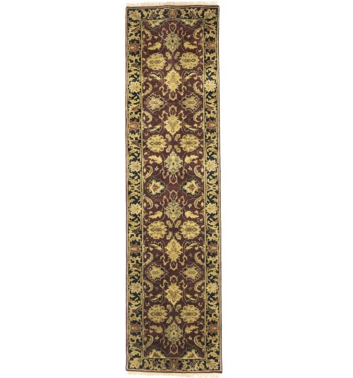 Burgundy Floral Classic 2'7X10 Agra Jaipur Oriental Runner Rug