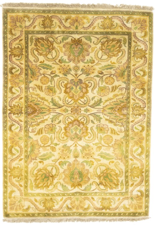 Golden Beige Floral Classic 4X6 Agra Jaipur Oriental Rug