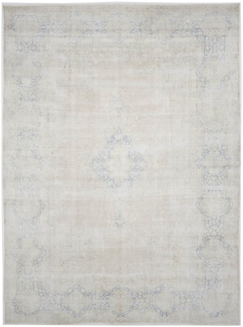 Antique Muted Beige Floral 10X13 Distressed Vintage Oriental Rug