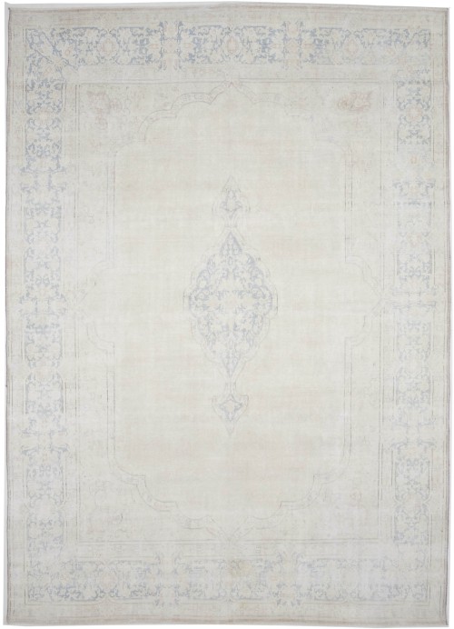Antique Muted Beige Floral 10X13 Distressed Vintage Oriental Rug
