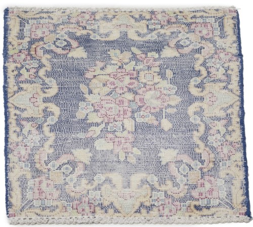 Antique Muted Navy Floral 1'7X2 Distressed Vintage Oriental Rug