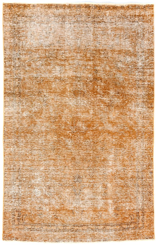 Orange Antique Overdyed Traditional 5'4X'8'5 Distressed Vintage Oriental Rug
