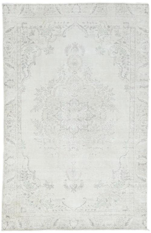 Antique Muted Beige Floral 6X9 Distressed Vintage Oriental Rug