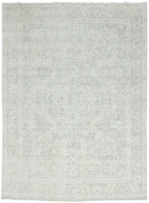Antique Muted Cream Floral 10X13 Distressed Vintage Oriental Rug