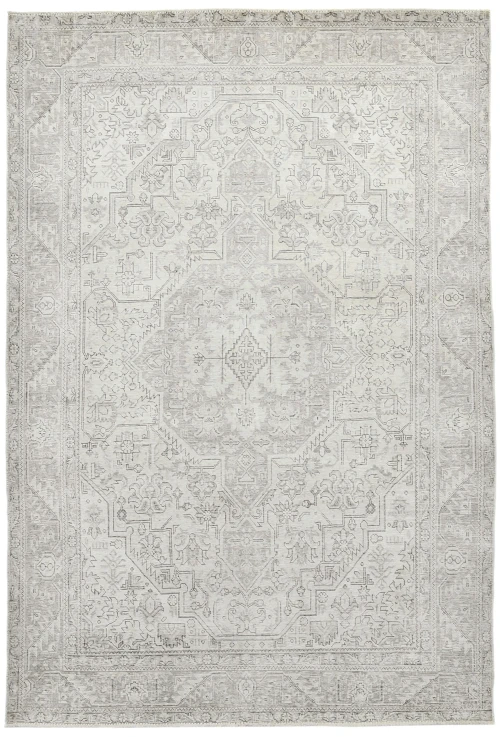 Antique Muted Beige Floral 6X9 Distressed Vintage Oriental Rug