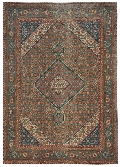 Semi Antique Brown Geometric 6X9 Vintage Oriental Rug