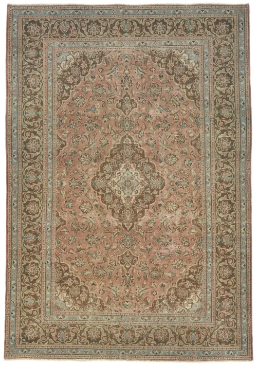 Semi Antique Muted Salmon Floral 6X9 Distressed Vintage Oriental Rug