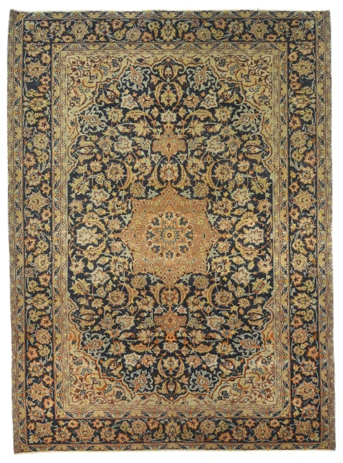 Semi Antique Muted Floral 6'5X8'2 Distressed Vintage Oriental Rug
