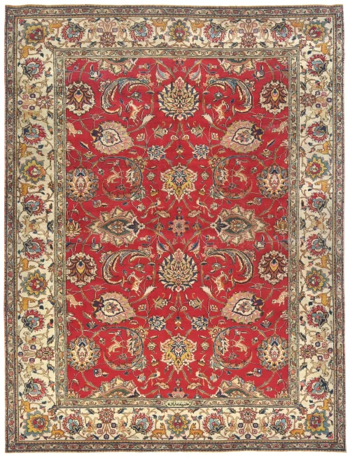 Semi Antique Red Floral 8X11 Distressed Vintage Oriental Rug