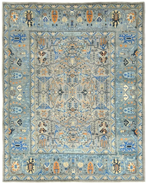 Gray Tribal Floral 8X10 Oushak Oriental Rug