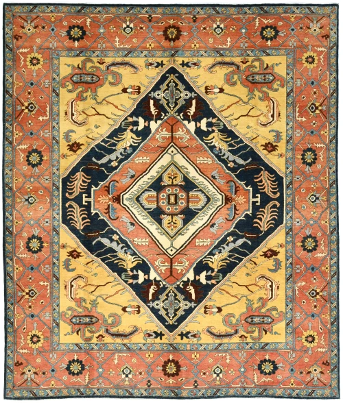 Navy Geometric 8X10 Heriz Serapi Oriental Rug