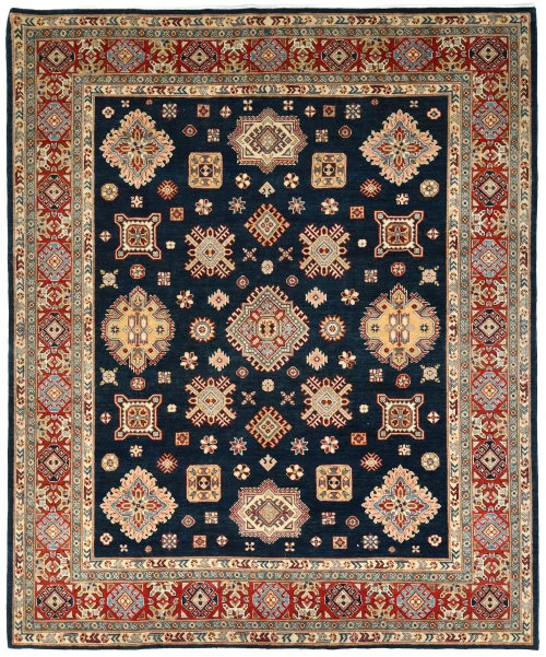 Blue Tribal Geometric 8X10 Kazak Pakistan Oriental Rug
