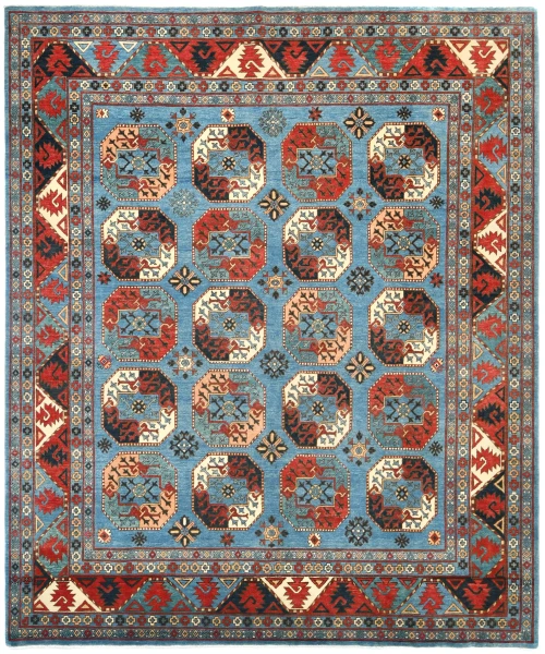 Blue Tribal Geometric 8X10 Turkoman Pakistan Rug