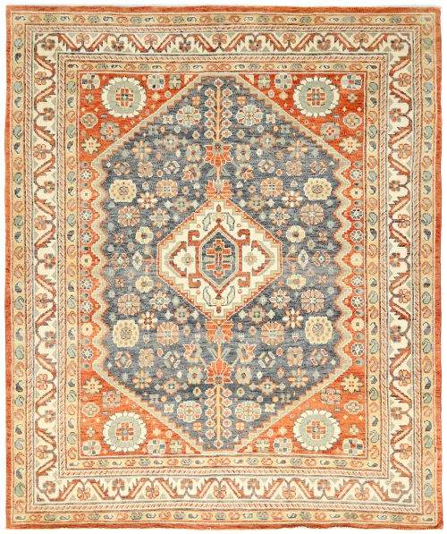Muted Gray Floral 8X10 Oushak Chobi Oriental Rug