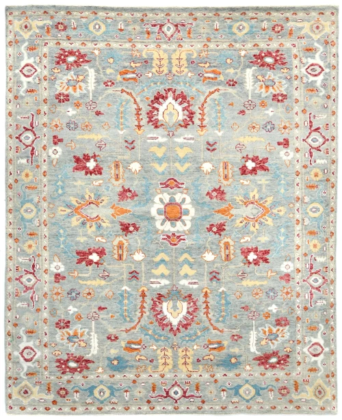 Muted Gray Floral 8X10 Oushak Oriental Rug