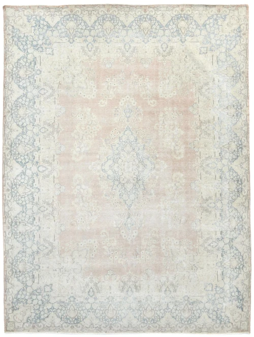 Antique Muted Rust Floral 10X13 Distressed Vintage Oriental Rug
