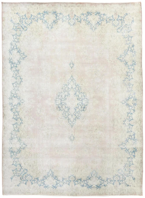 Antique Muted Rust Floral 10X13 Distressed Vintage Oriental Rug