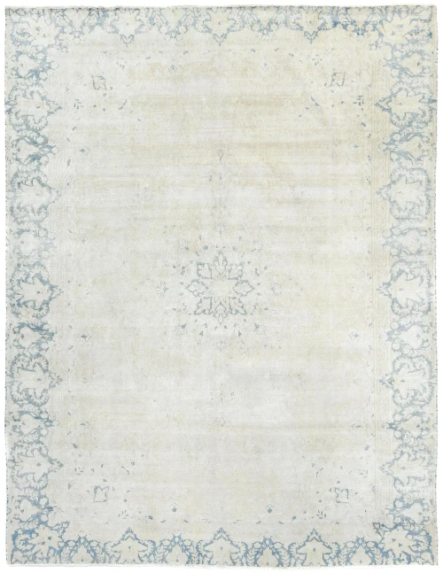 Antique Muted Beige Floral 8X11 Distressed Vintage Oriental Rug