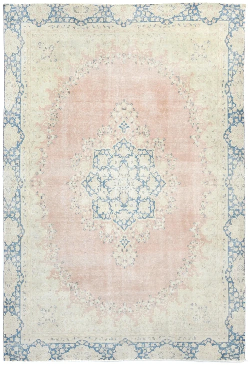 Antique Muted Rust Floral 8X12 Distressed Vintage Oriental Rug