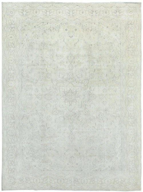 Antique Muted Beige Floral 10X13 Distressed Vintage Oriental Rug