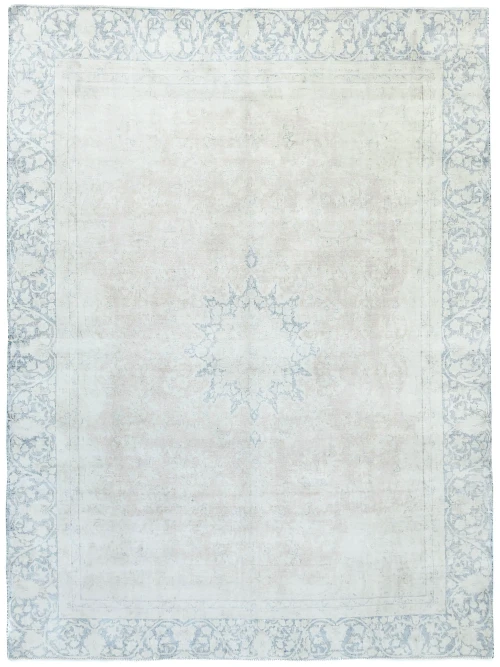 Muted Beige Floral 9X12 Distressed Vintage Oriental Rug