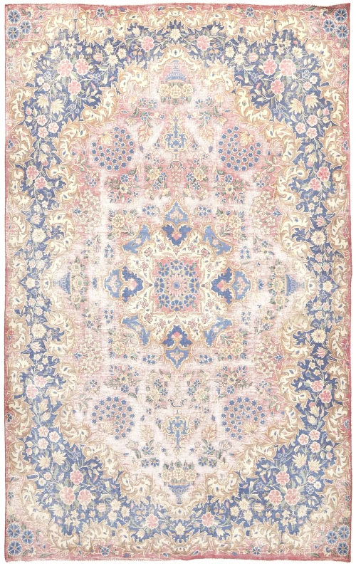 Muted Light Red Floral 6X10 Distressed Vintage Oriental Rug
