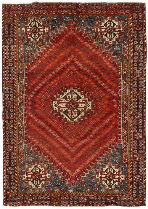 Semi Antique Red Tribal 6'8X9'6 Shiraz Persian Rug