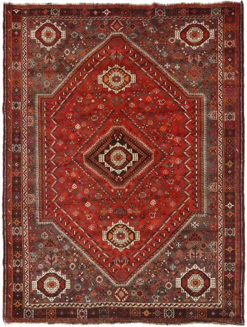 Semi Antique Red Tribal 7X10 Shiraz Persian Rug