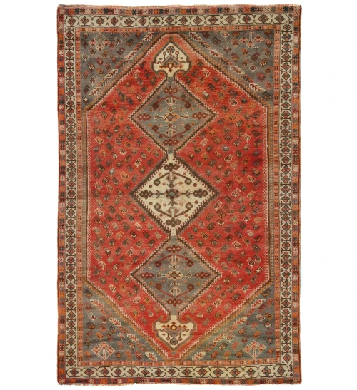 Semi Antique Red Tribal 5X8 Shiraz Persian Rug