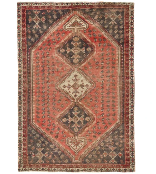 Semi Antique Red Tribal 5X8 Shiraz Persian Rug